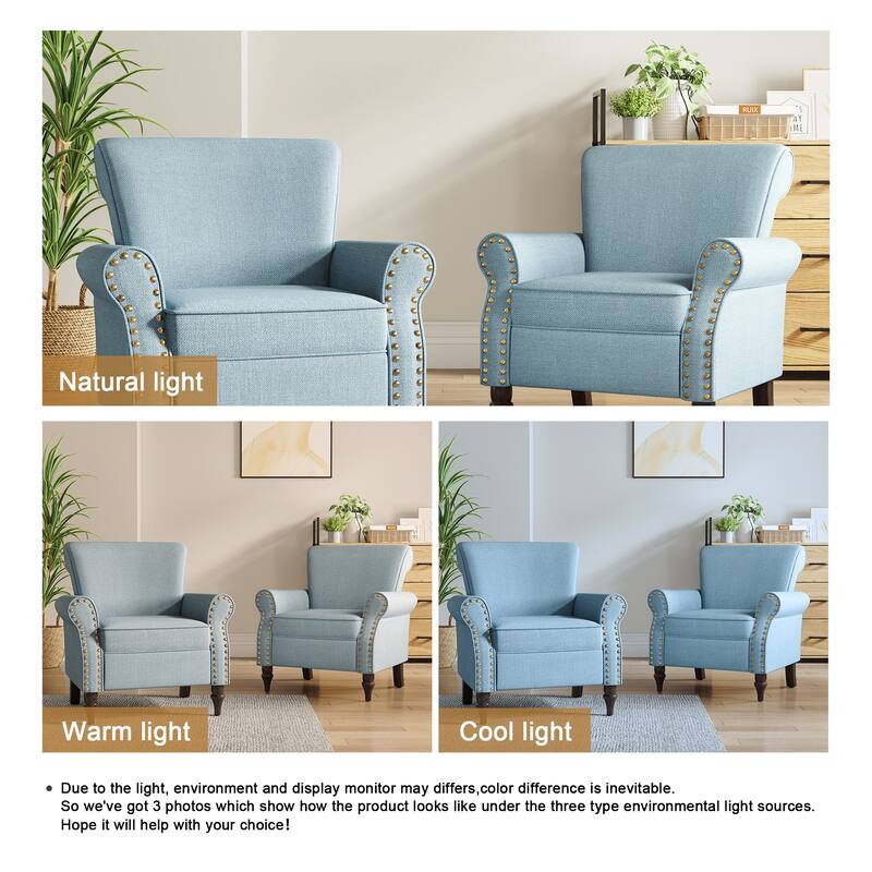 Living Room Armchair with Nailhead Trim - 29.9"W x 29.9"H x 32.9"D