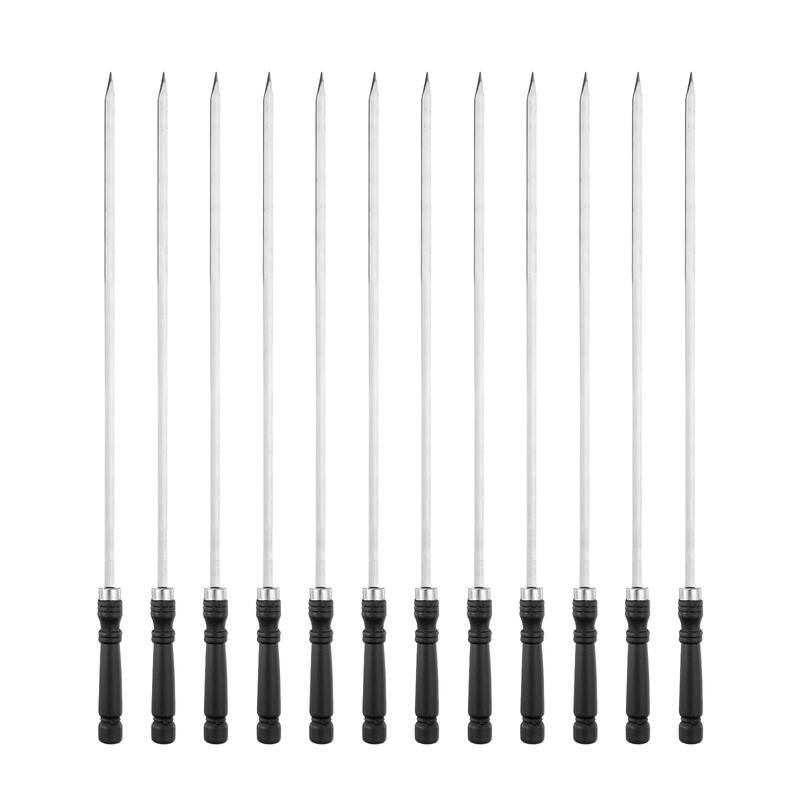 12pcs Kebob Skewers 40cmx5.92mmx1.66mm Flat Sticks with Grip Handle - 40cm