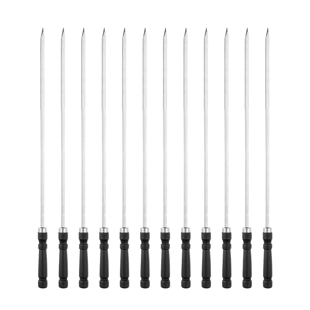 12pcs Kebob Skewers 40cmx5.92mmx1.66mm Flat Sticks with Grip Handle - 40cm