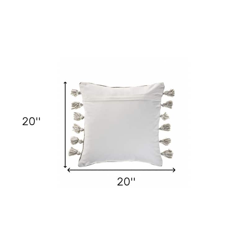 HomeRoots 20" X 20" Gray And Light Red Polyester Striped Zippered Pillow