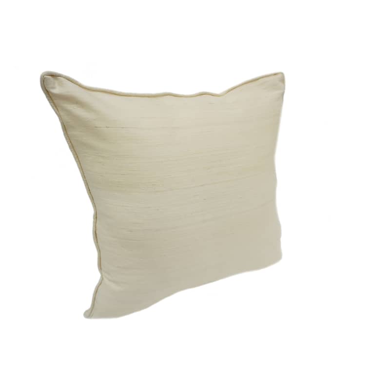 Home&Manor Raw Silk Throw Pillow 18" Off White