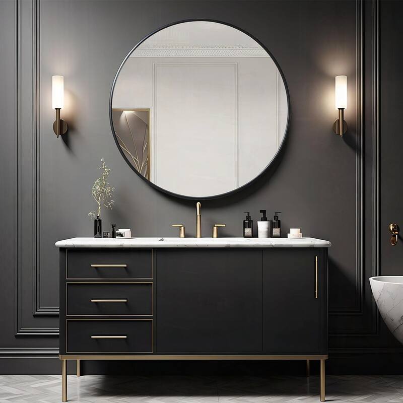 Metal Framed Round Bathrrom Mirror