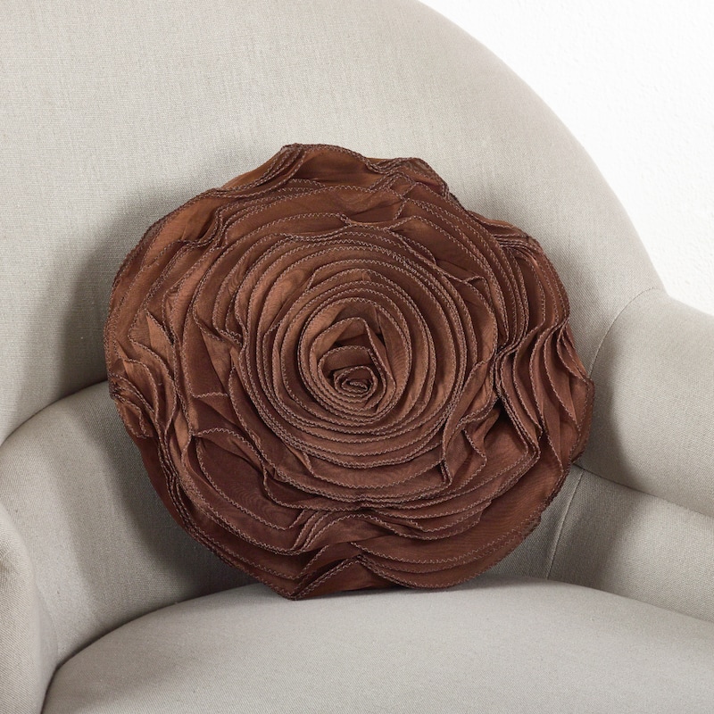 Rose Design Throw Pillow - Chocolate - 16"x16"