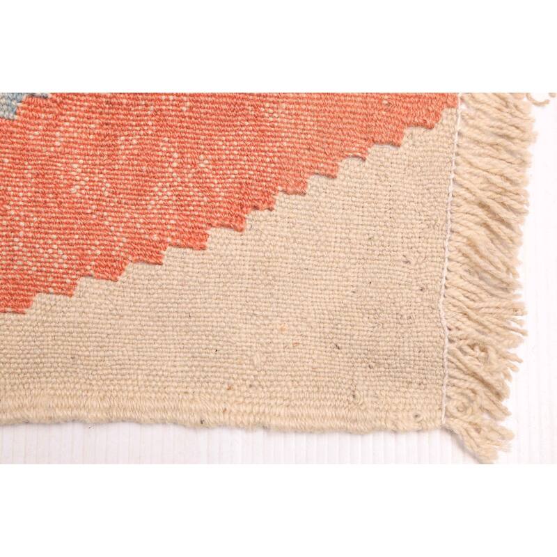 ECARPETGALLERY Flat-Weave Bold and Colorful Light Blue Wool Kilim - 4'3 x 6'6