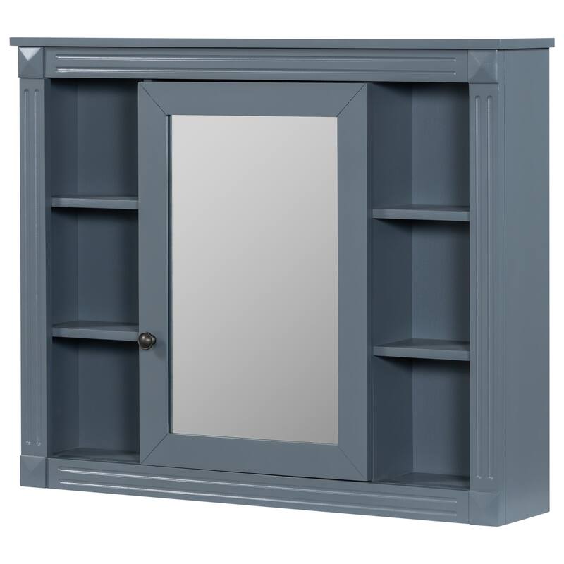 Wall-Mounted Medicine Cabinet with Mirror, Modern Bathroom Storage Cabinet, Adjustable Shelves, Towel Rod, Black