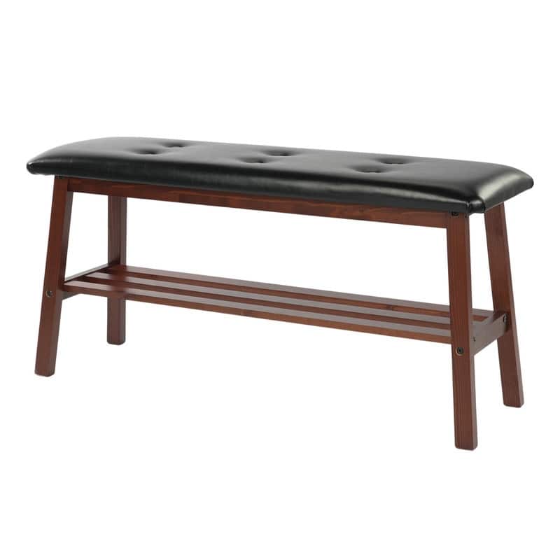 39.4''Dining Room Bench with PU Leather Upholstered with Seat Tufted Design for Living Room