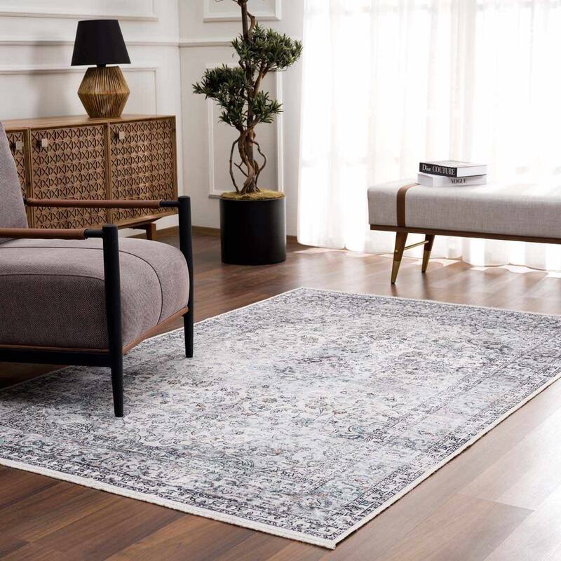 Hauteloom Ariana Living Room, Bedroom Machine Washable Area Rug - Pearl, Dark Brown, Brown - 5' x 7'6"