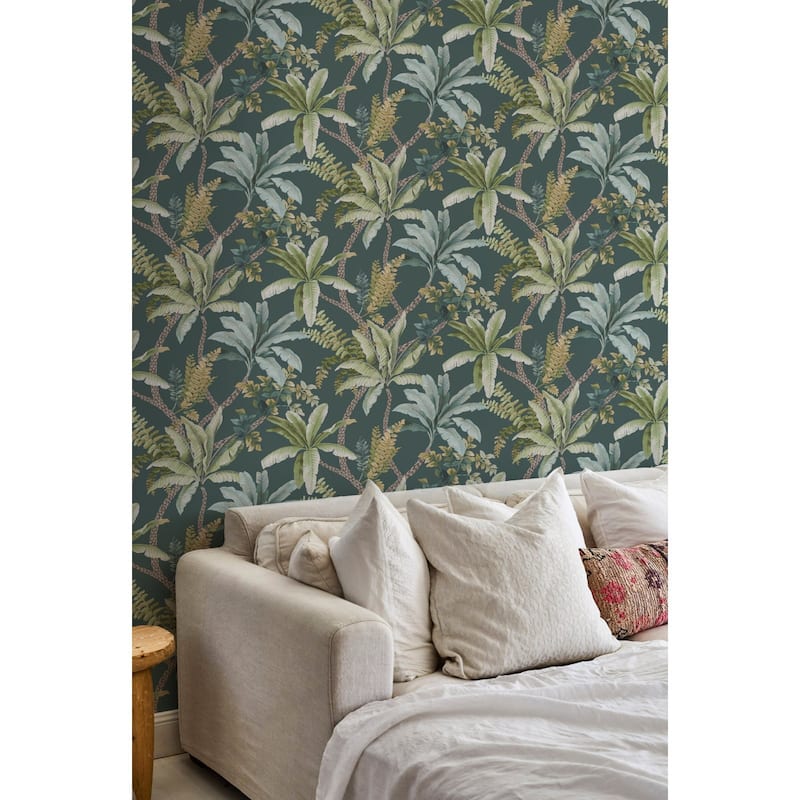 Trailing Palm Non-Pasted Wallpaper – 396in. x 21in. – Covers 56 square feet