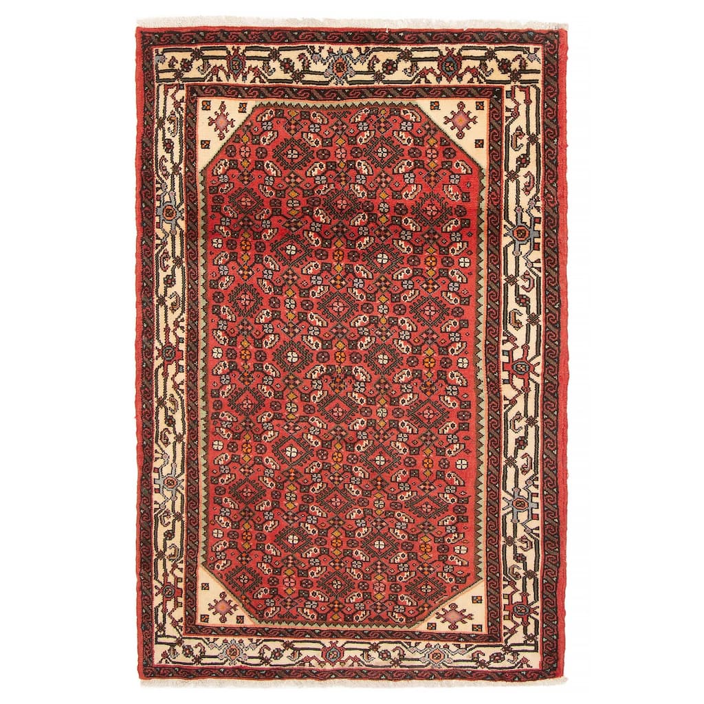 ECARPETGALLERY Hand-knotted Andelz Red Wool Rug - 3'3 x 4'11