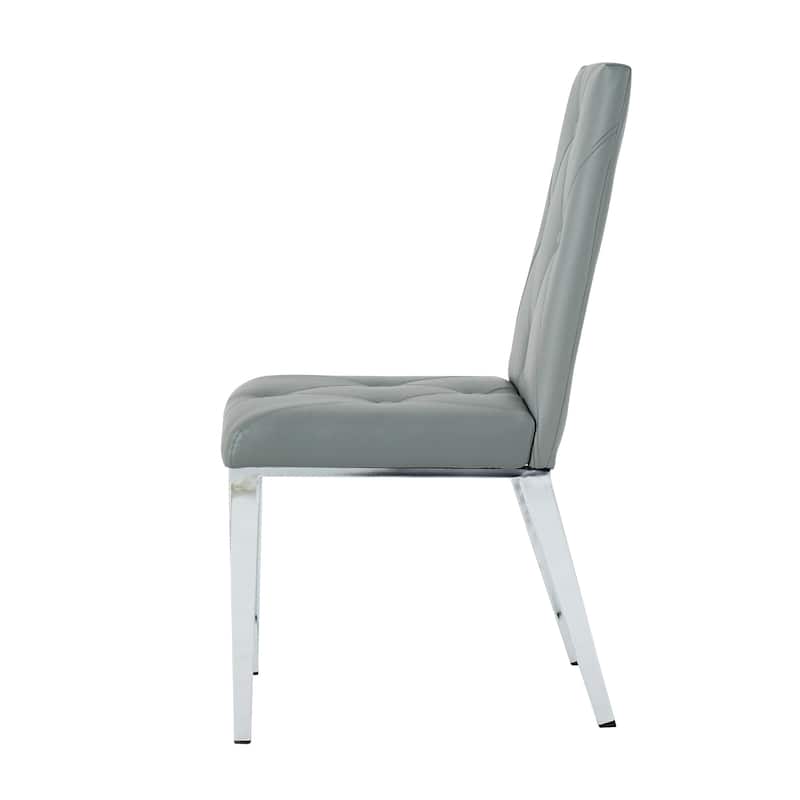 Modern Light Luxury PU Dining Chair with Electroplated Legs,Set of 2