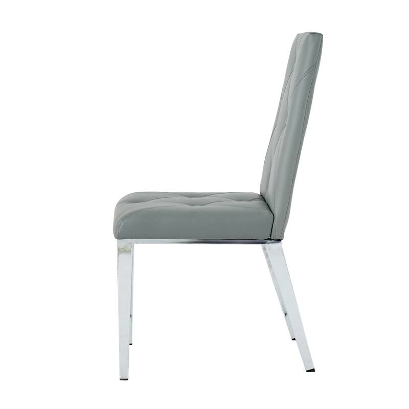 PU light luxury dining chair with electroplated chair legs set of 2