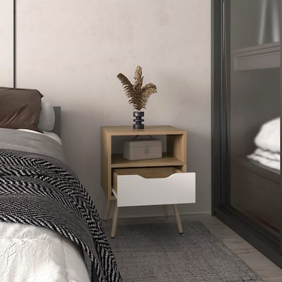 Compact 21-Inch High Nightstand with One Drawer and Open Shelf for Modern Bedrooms