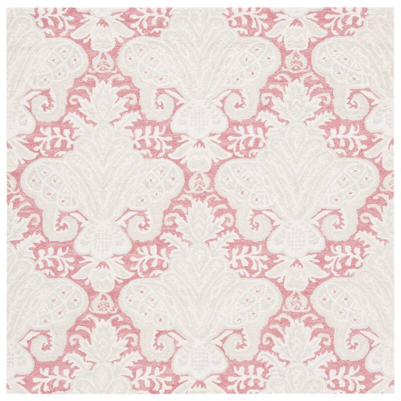 SAFAVIEH Handmade Micro-Loop Doinita Modern Wool Rug - 5' x 5' Square - Pink/Beige