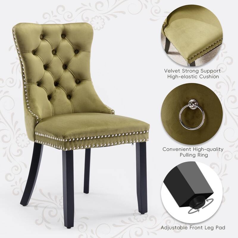 Tufted Naliheads Solid Wood Upholstered Dining Chairs (Set of 8)