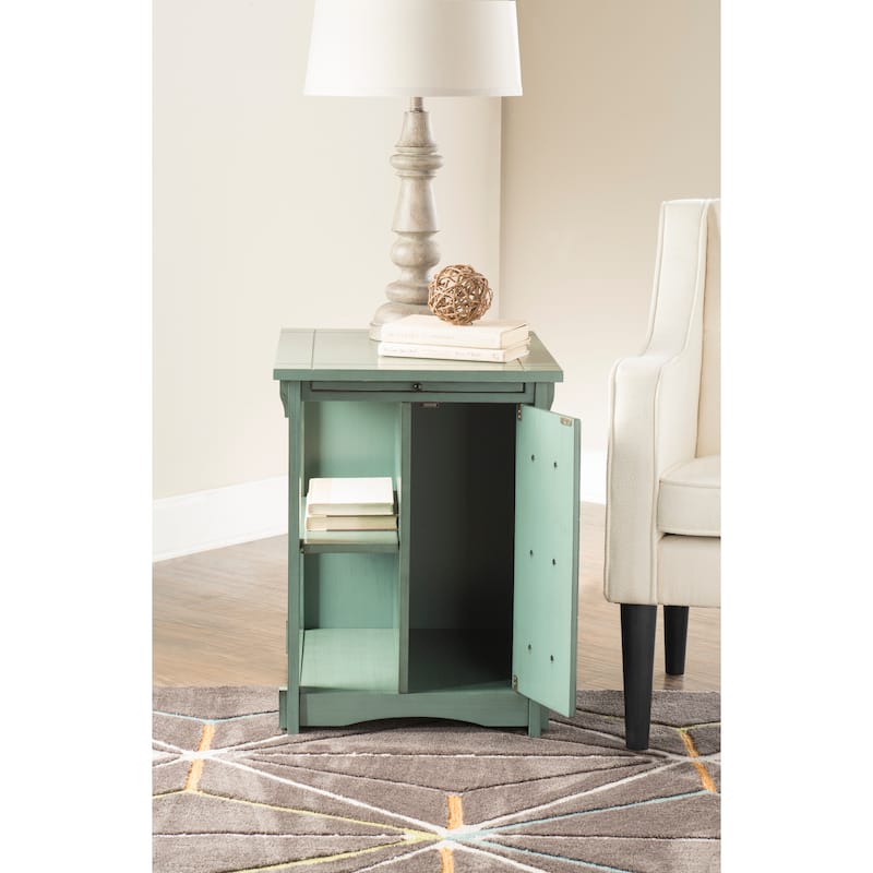 Linon Derek Side Table with Storage Grey