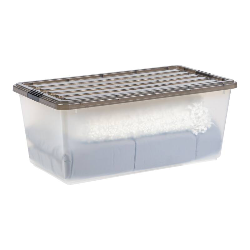 IRIS USA® Clear Boxes 91 Qt Buckle Lid - Gray - Set of 4