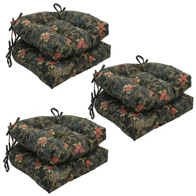 16-inch Rounded Back Tufted Indoor Chair Cushion (Set of 2, 4, or 6, Multiple Fabrics) - 16 x 16