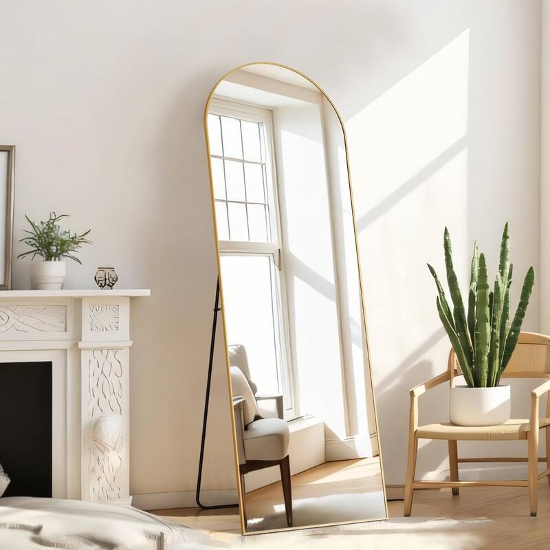 Arched Mirror Full Length, Upgraded 16"x59" Body Wall Mirrors with Shatter-Proof Glass, Floor Standing, Hanging or Leaning