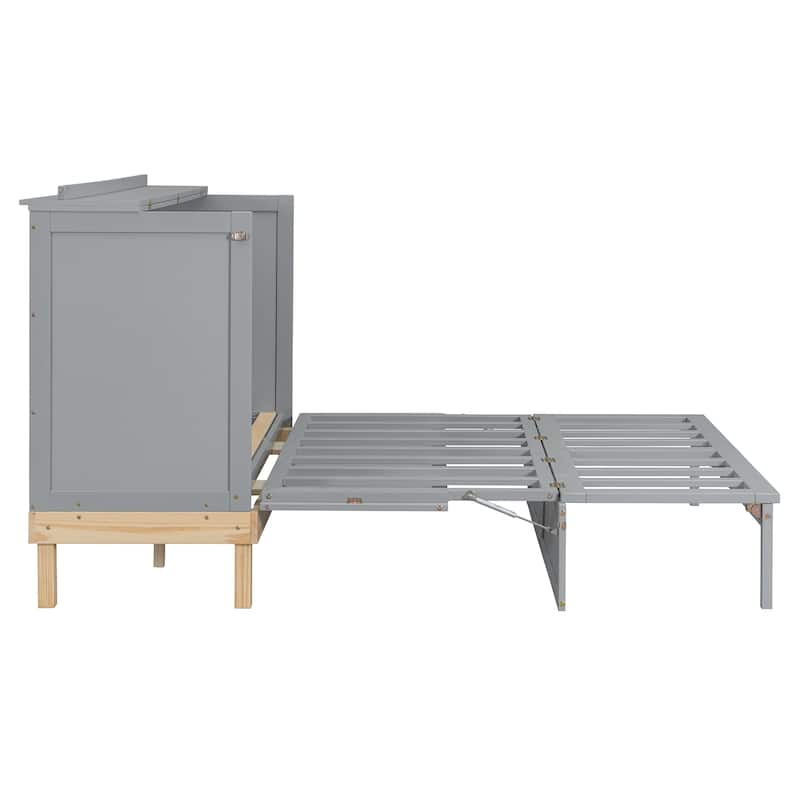 Queen Size Murphy Chest Bed, Wood Hidden Folding Murphy Cabinet Bed Frame