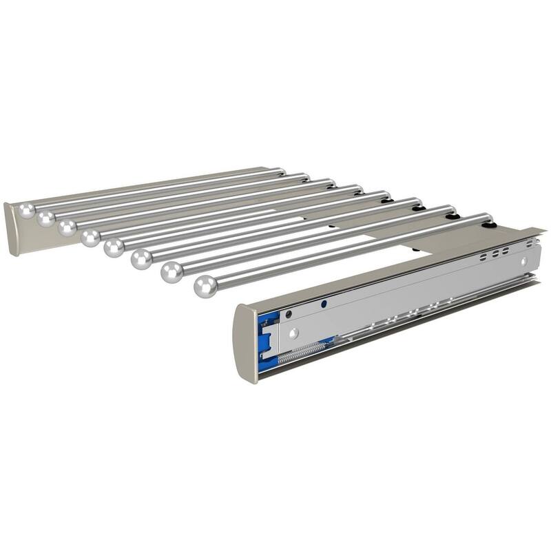 Rev-A-Shelf Sidelines 18 Inch Pull Out Pants Rack with Soft Close - Satin Nickel