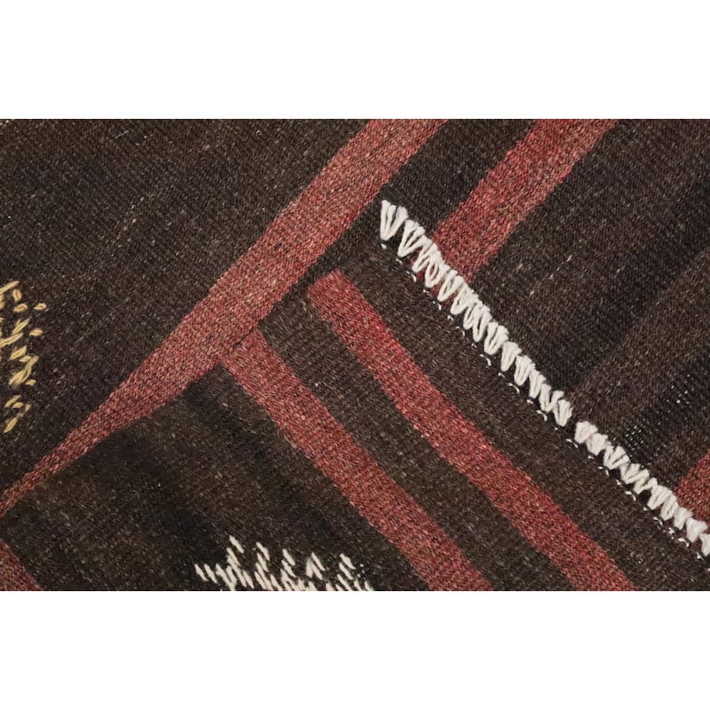 Hand Woven Oriental 100% Wool Carpet Southwestern Tribal Brown Kilim Area Rug - 9' 7'' X 5' 8''