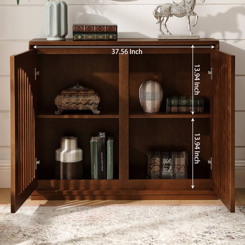 Rossetta Mid-Century Modern Elegant Symmetrical Curved Openwork Design Sideboard Cabinet