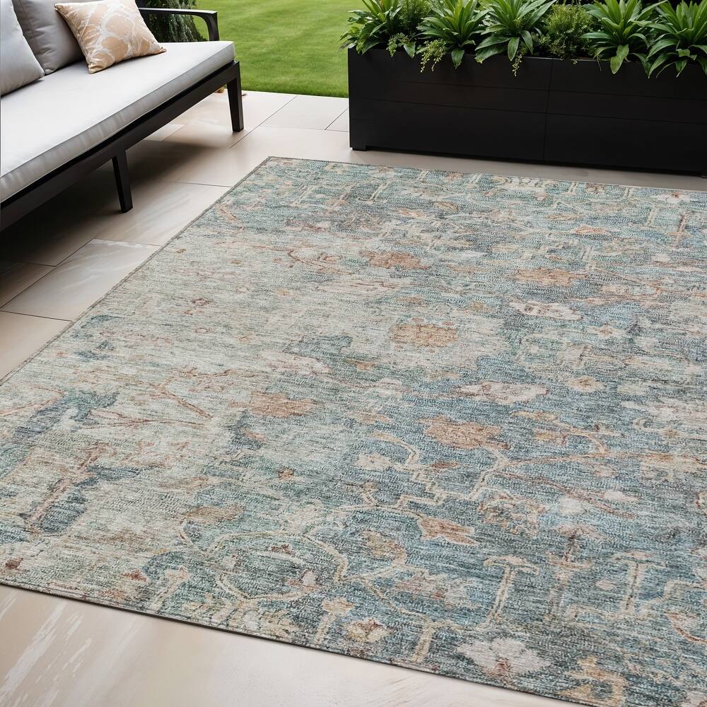 HomeRoots Oriental Traditional Rectangle Outdoor Rug