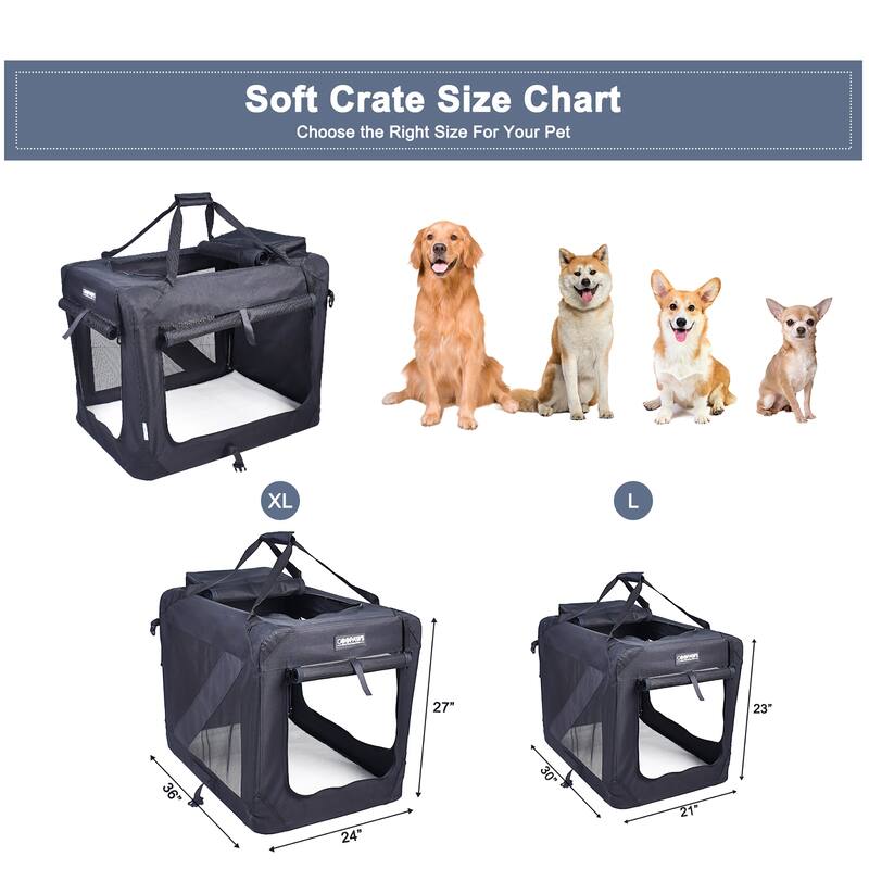 JESPET: 36" Soft Pet Crate for Dogs & Cats up to 70 lbs