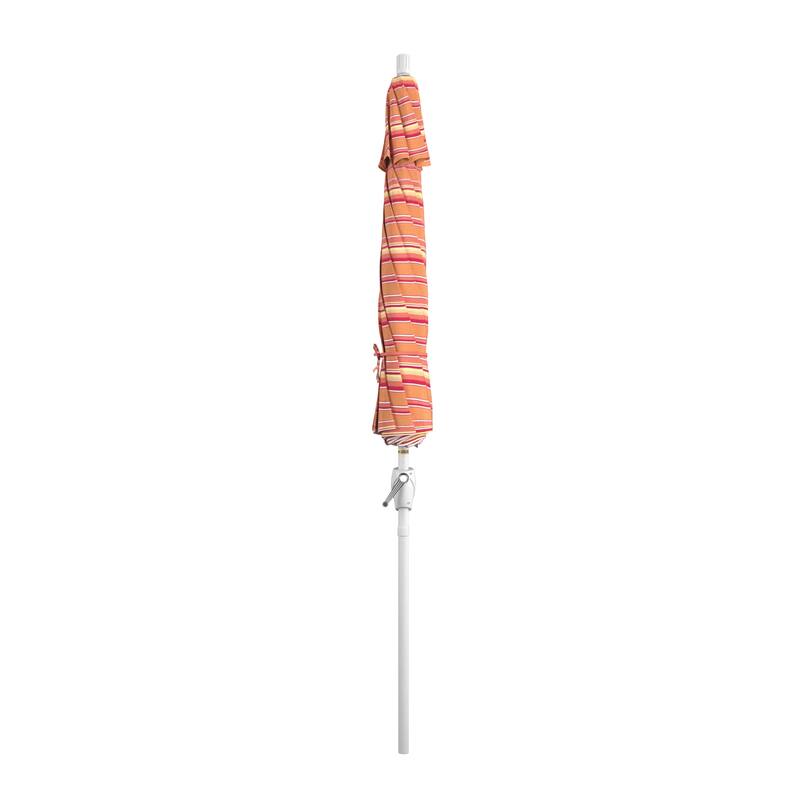 California Umbrella 9' Round Crank Lift Push Button Tilt White Aluminum Patio Umbrella Sunbrella