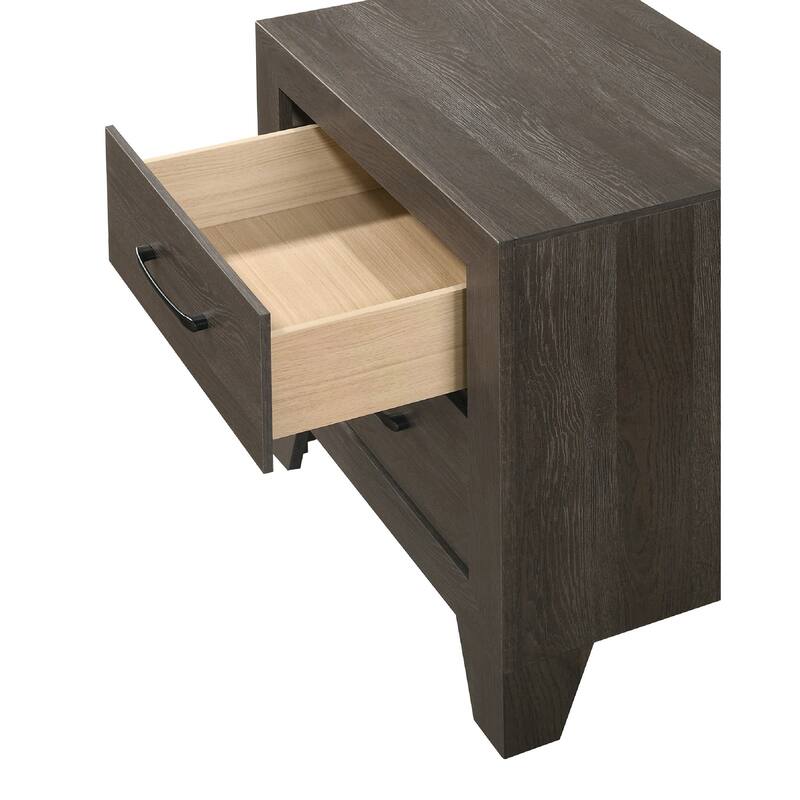 1pc Contemporary Two-Drawers Nightstand Bed Side Cabinet Wooden Furniture Dark Brown Color