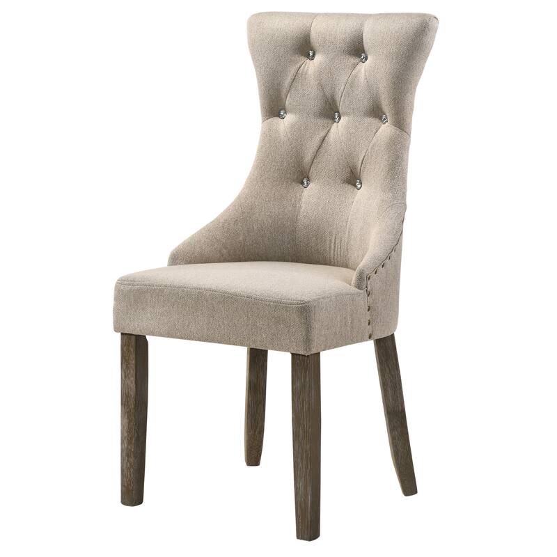 Beige and Reclaimed Grey Tufted Back Side Chairs (Set of 2)