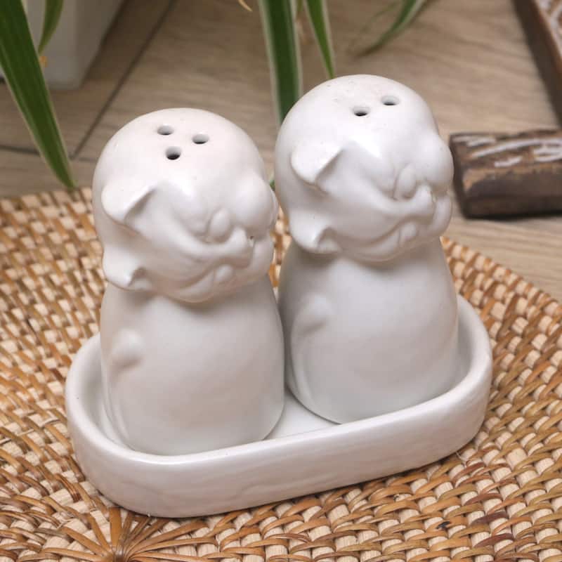 Novica Handmade Bright Felines Ceramic Salt And Pepper Set