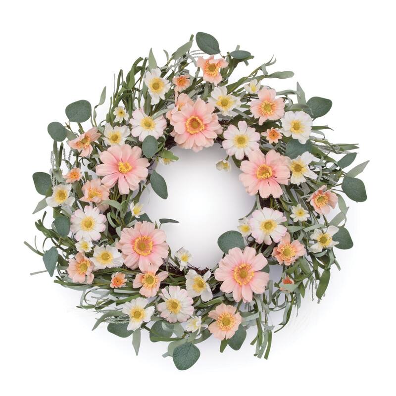 HomeRoots 21" Pink And Green Maple Artificial Wreath