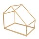 preview thumbnail 4 of 6, Natural Full Size Wooden House All-in-One Floor Bed, Upholstered Bed Frame