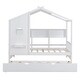 preview thumbnail 7 of 14, White Twin Size Wooden House Bed with Trundle & Storage Shelf