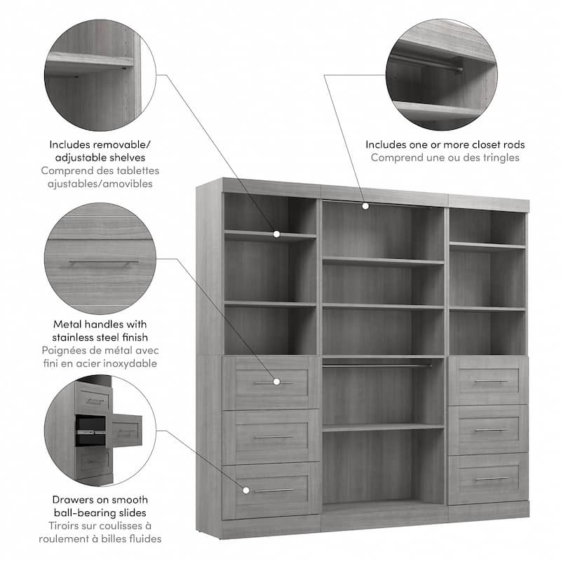 Pur 86W Closet Organization System with Drawers by Bestar - 86"
