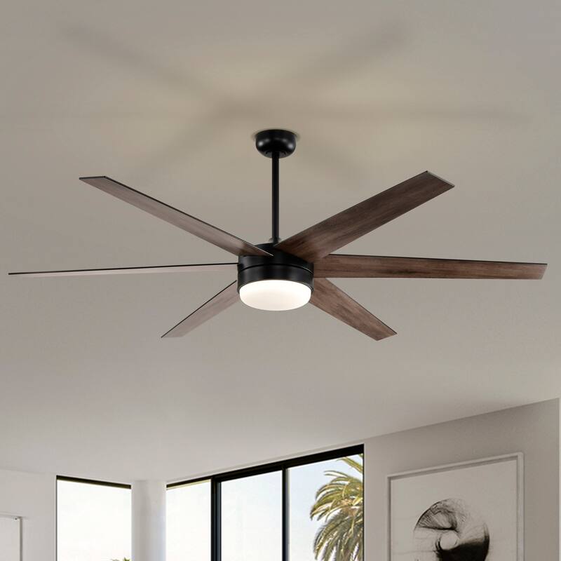 72-in Matte Black 6 Speed Ceiling Fan with LED Light and Remote Control