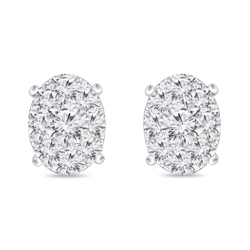 Auriya 14k Gold 3/4ctw Oval Pave Diamond Stud Earrings