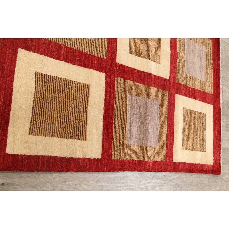 Modern Geometric Gabbeh Kashkoli Oriental Area Rug Wool Hand-knotted - 5'6" x 9'6"