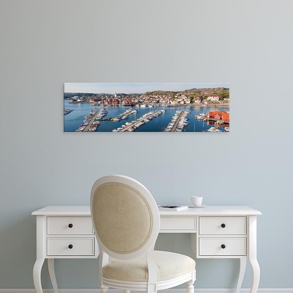 Easy Art Prints Panoramic Image 'Boats at harbor, Skarhamn, Tjorn, Bohuslan, VastrGotaland County, Sweden' Canvas Art