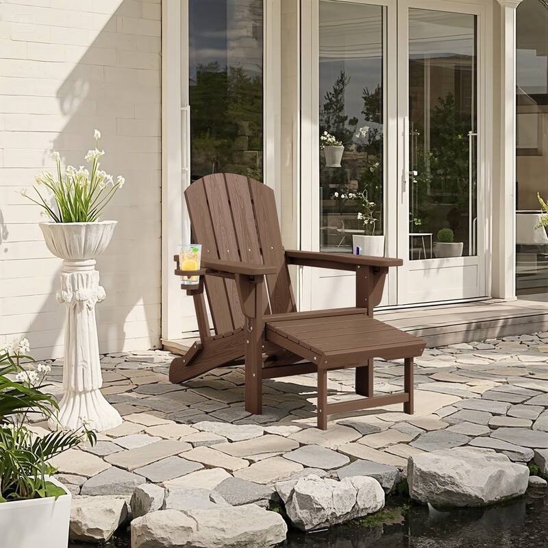 Folding Outdoor Chair with 3-Position Reclining Backrest & Telescoping Footrest