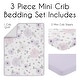 preview thumbnail 2 of 4, Sweet Jojo Designs Lavender Purple Boho Floral Girl 3p Mini Crib Bedding Set Pink Grey Bohemian Farmhouse Shabby Chic Watercolor
