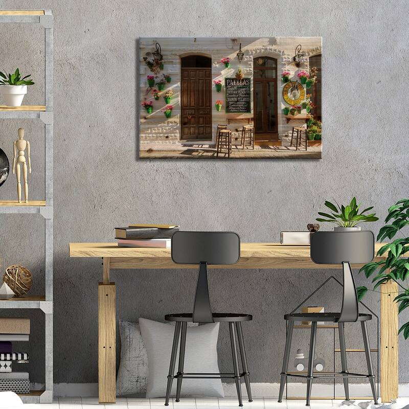 Outdoor Café In Andalusia, Spain Print On Wood by Matteo Colombo - Multi-Color