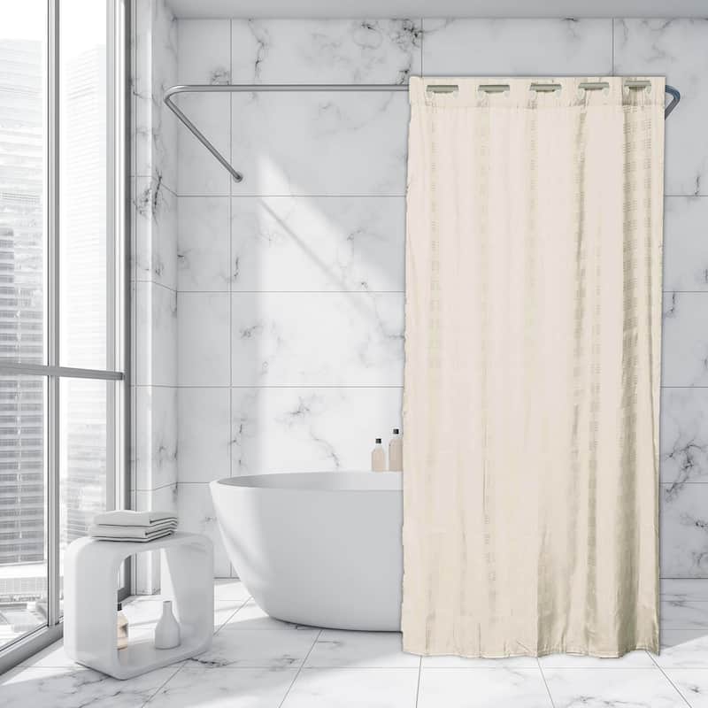 Extra Long Shower Curtain Polyester Hook Less Cubic 79"L x 71"W