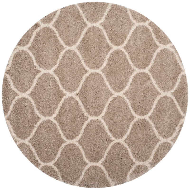 SAFAVIEH Hudson Shag Pushpa Trellis 2-inch Thick Area Rug - 9' Square - Beige/Ivory