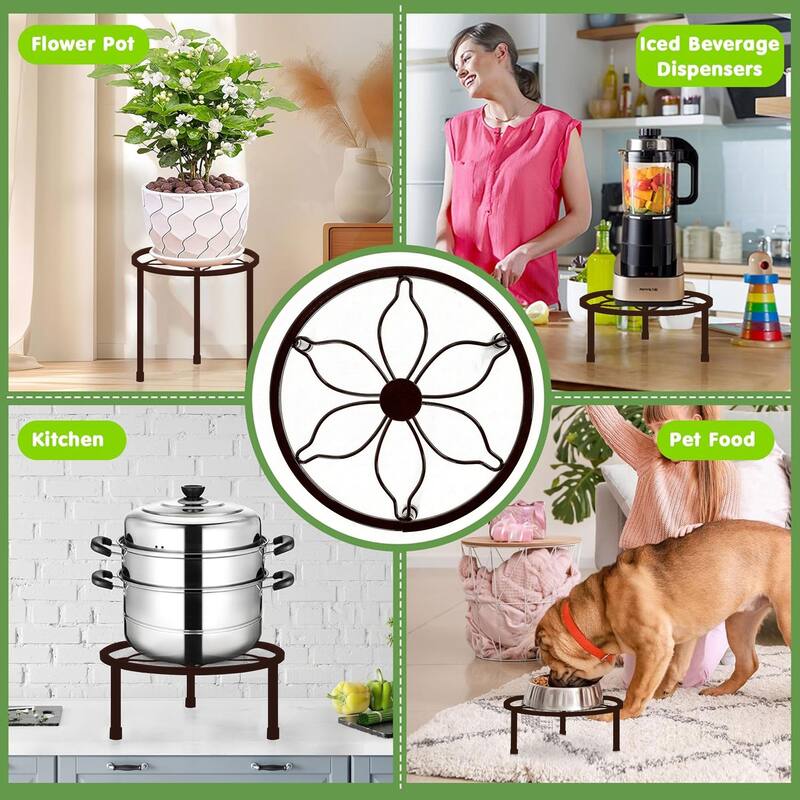 Javlergo 5-Piece Metal Plant Stand Set Multiple Sizes Black Heavy Duty Flower Pot Holder Stands for Indoor Outdoor Use
