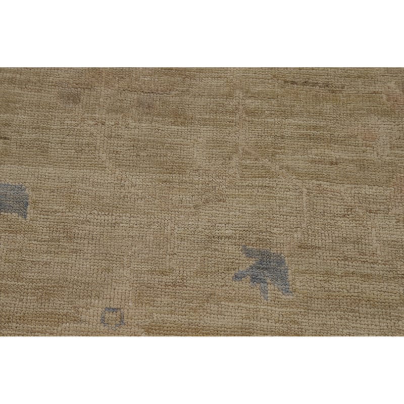 Hand Knotted Oriental 100% Wool Carpet Transitional All-Over Beige & Ivories Oushak Area Rug - 14' 0'' X 10' 0''