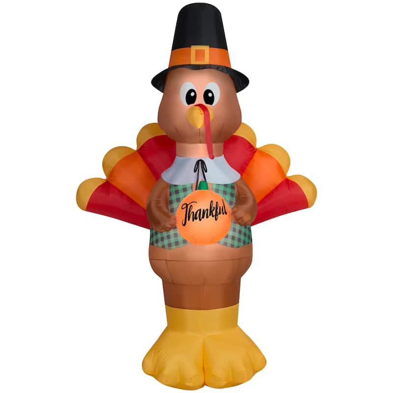 Gemmy Airblown Thankful Turkey Giant, 10 ft Tall, Multi