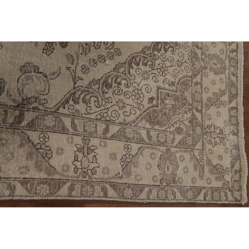 Traditional Distressed Tabriz Persian Vintage Rug Handmade Wool Carpet - 6'3" x 9'8"