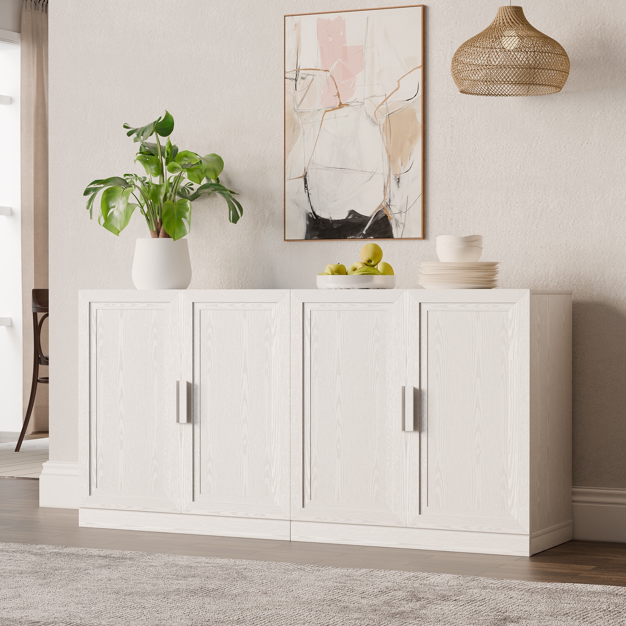 Dovelina Sideboard Buffet Storage Cabinets with Adjustable Shelves,Wooden Door - 62"Lx31"H